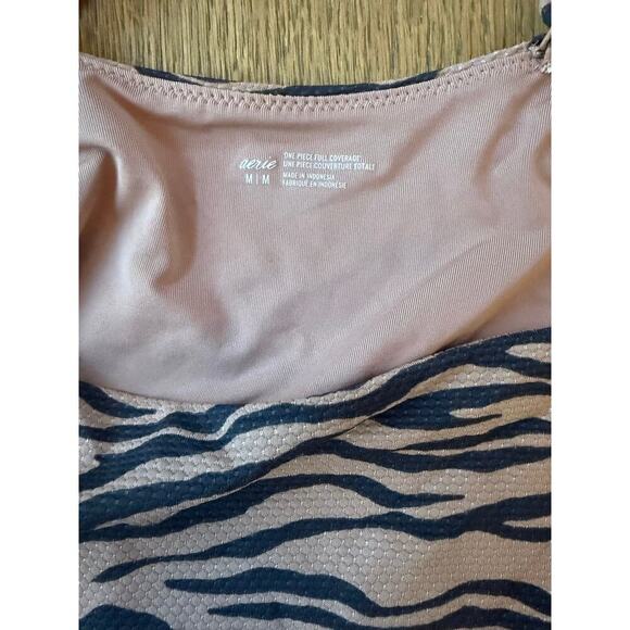 Aerie Tiger Print Wrap Around Swimsuit One-piece Size M Nude and Black - Picture 7 of 7